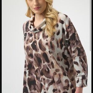 Joseph Ribkoff Brown Leopard Print Blouse